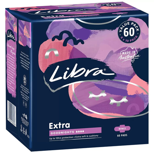 LIBRA extra Goodnights Pads With Wings Value 6 X 10pk FREE SHIPPING 60pack