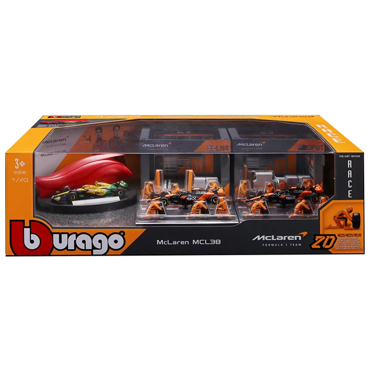 Bburago F1 McLaren MCL38 Deluxe Pack – #4 Lando Norris & #81 Oscar Piastri