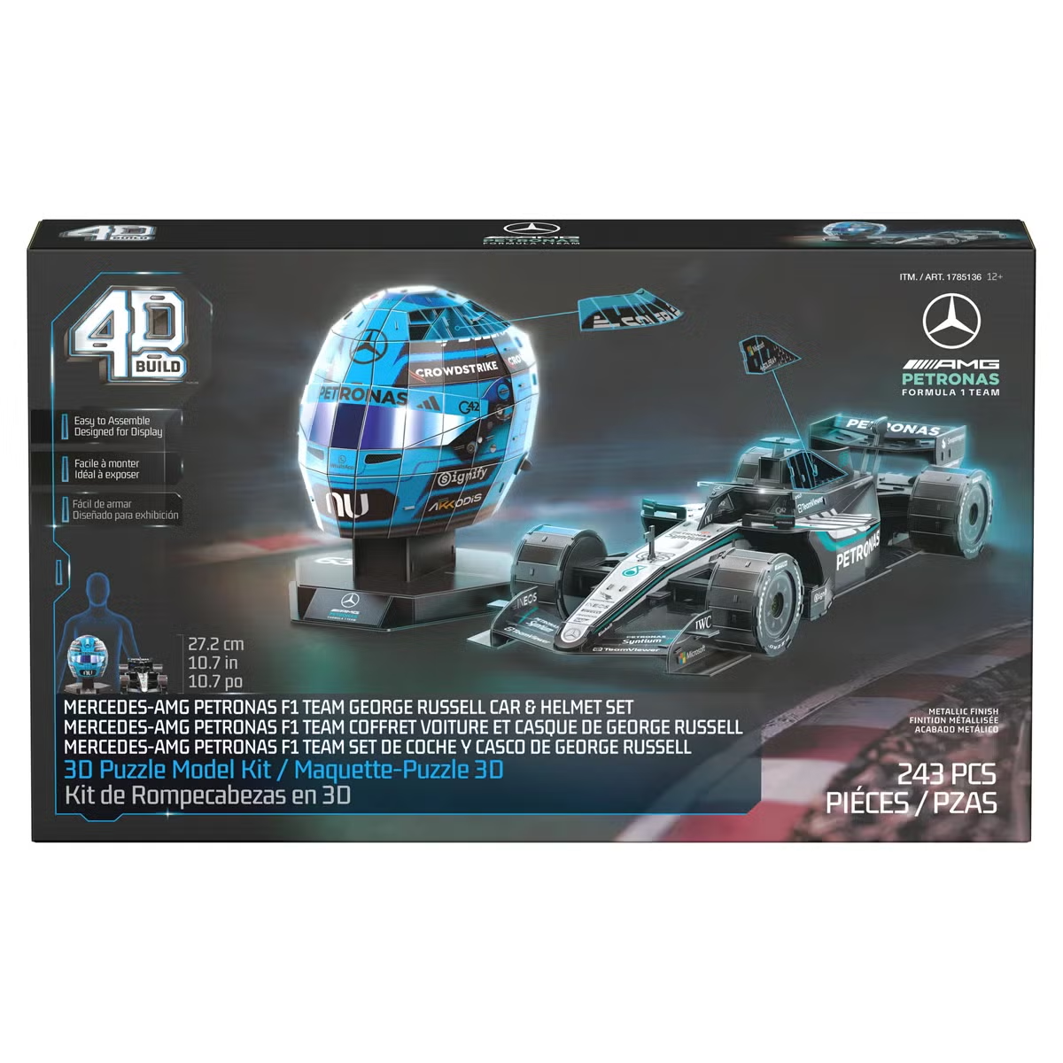 4D Build F1 Mercedes Petronas 3D Puzzle Model Kit Car Helmet 243 Pieces 6076624