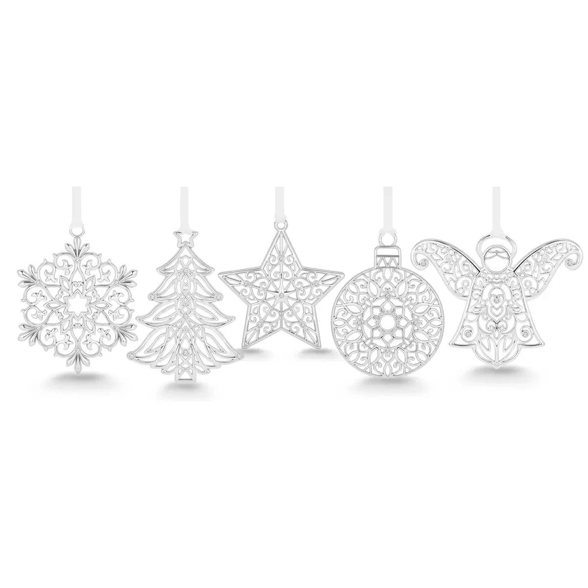 Mestige Luxury Christmas Tree Ornaments 5 Pcs Swarovski Crystal Elements Silver