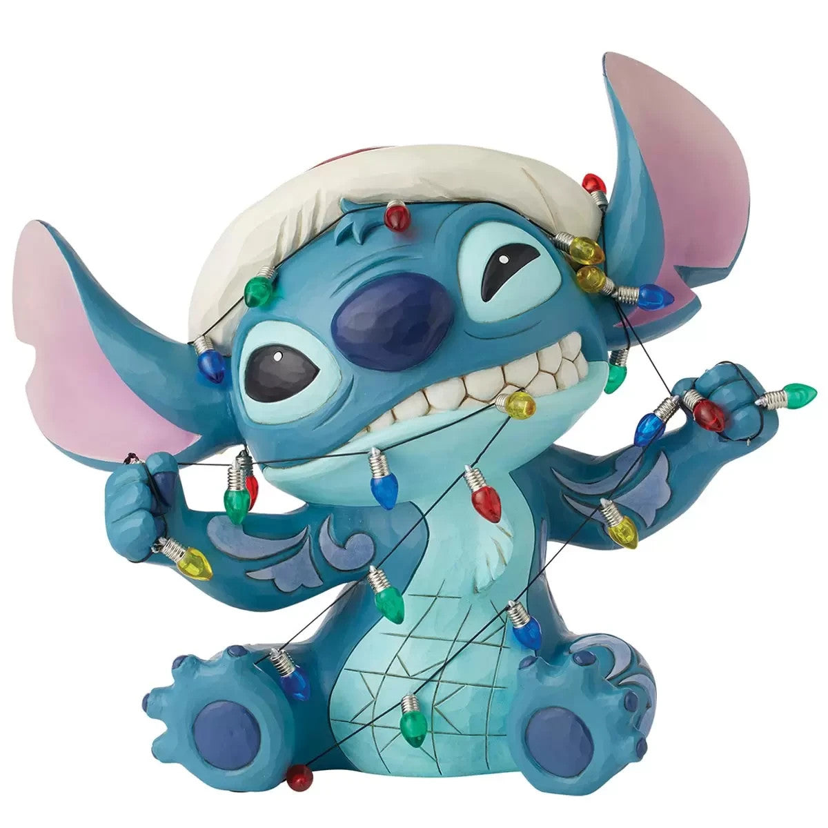 Disney Traditions Stitch Statue by Jim Shore Wrapped In Holiday Faux Lights