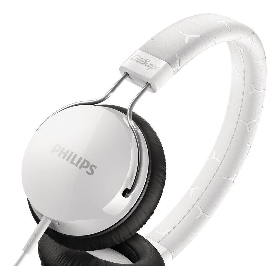 Philips CitiScape Headband Fixie Rich BASS Wired Headphones Mic Headset White