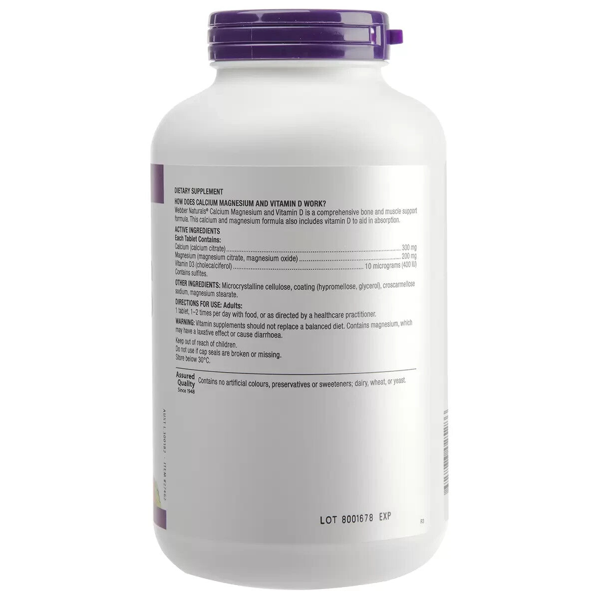 Webber Naturals Calcium, Magnesium And Vitamin D 250 Tablets