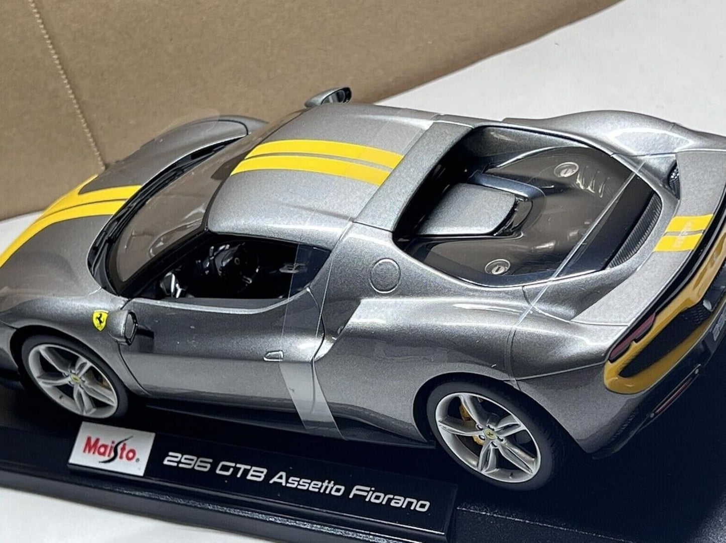 Ferrari 296 GTB Assetto Fiorano Grey 1:18 Scale Diecast Toy Model Car by Maisto