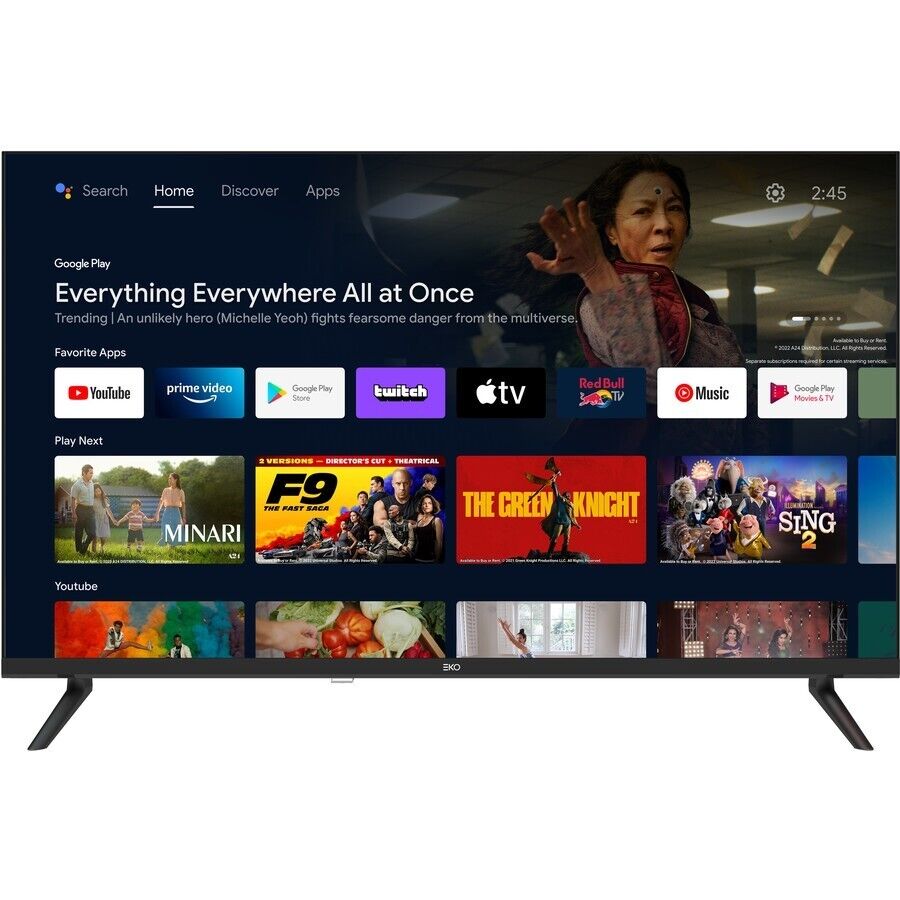 32" Smart LED HD Android TV Mains 12V Adaptor Caravan Car Camper Google Play