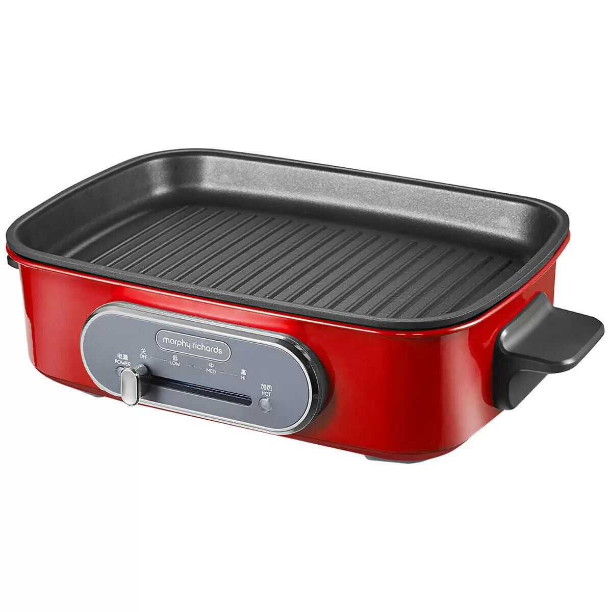 Morphy Richards 3-in-1 Cooking Pot Multifunction Grill Steam Slow Non Stick Red