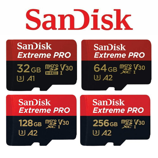 SanDisk Extreme Pro Micro SD 32GB 64GB 128GB 256GB SD Card 4K UHD A1 A2 U3 V30