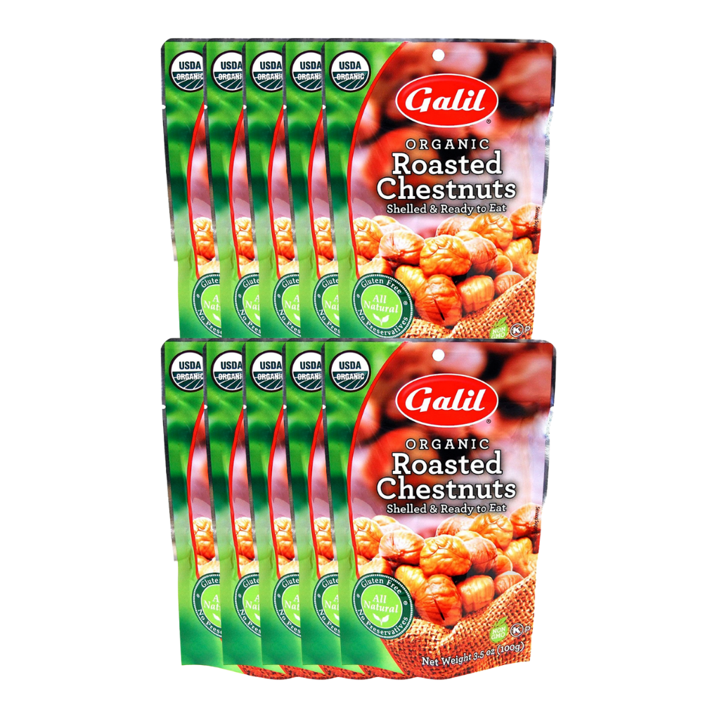 10 x Galil Organic Roasted Chestnuts 100g
