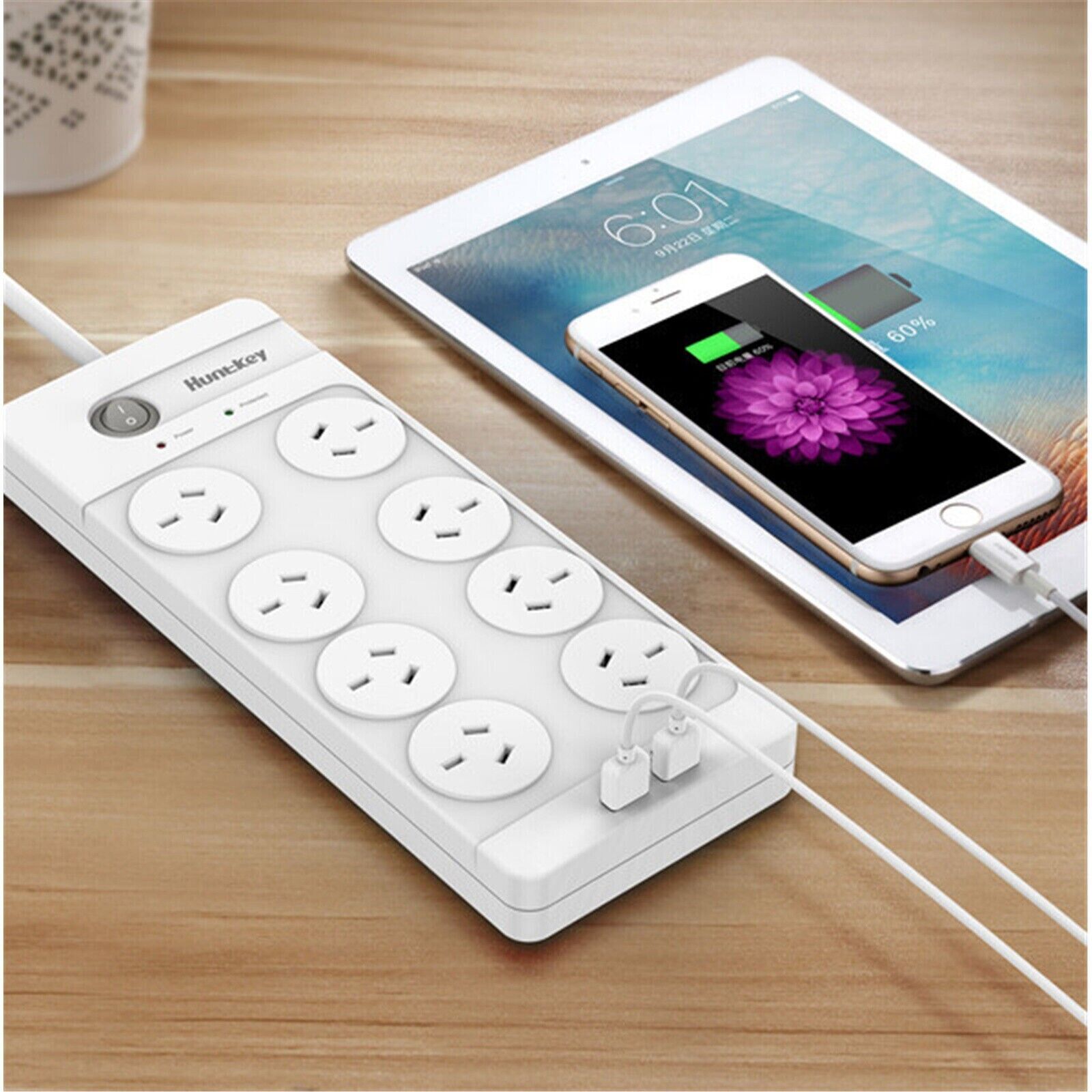 Huntkey SAC804 8-Outlet Surge Protected Powerboard with Dual 5V 2.1A USB