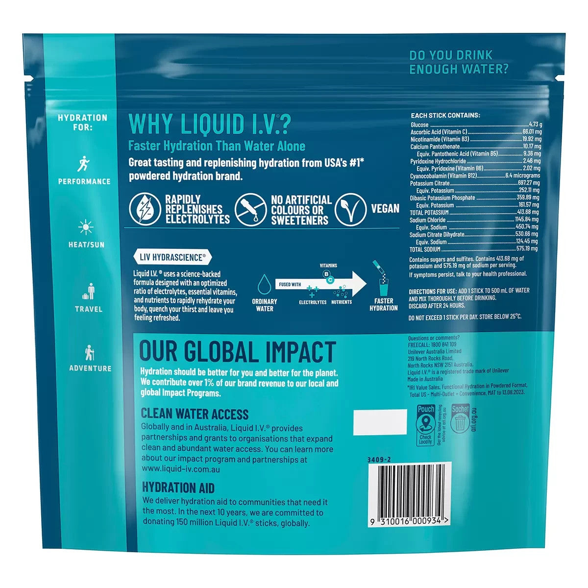 Liquid I.V. Hydration Multiplier Tropical Punch Electrolyte Drink Mix 30 Sachets