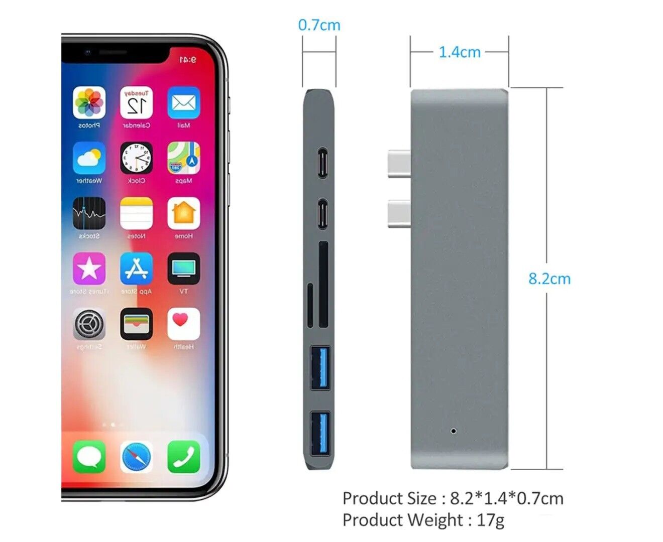 7in1 USB-C Type C HD Output 4K HDMI USB 3.0 Adapter SD TF CARD HUB MacBook Pro