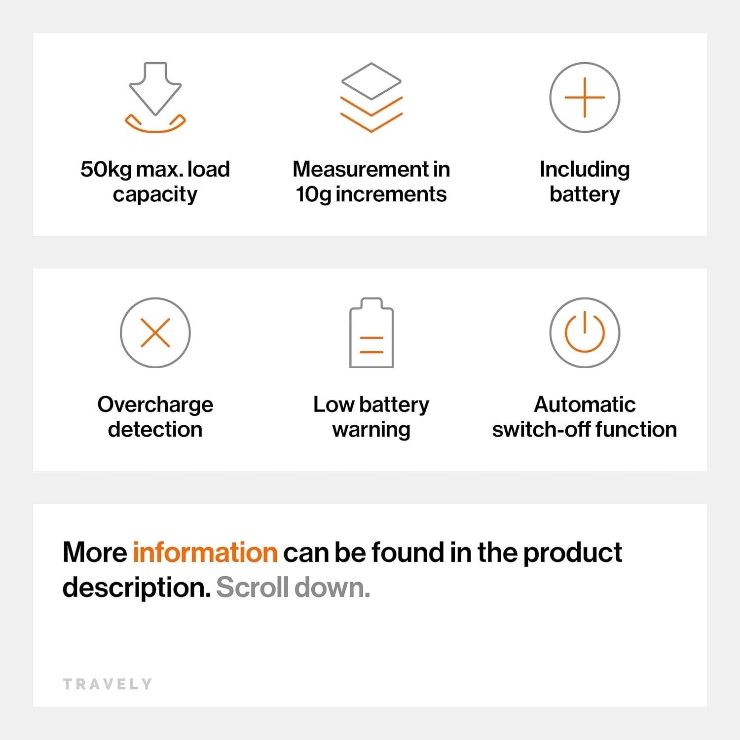 Premium Electronic Digital Luggage Scale Portable Travel 50 KG with Tape Measure