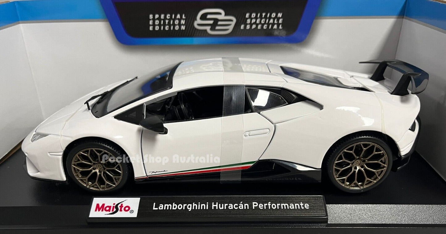 MAISTO SE LAMBORGHINI HURACAN PERFORMANTE 1:18 DIECAST MODEL Car Toy White