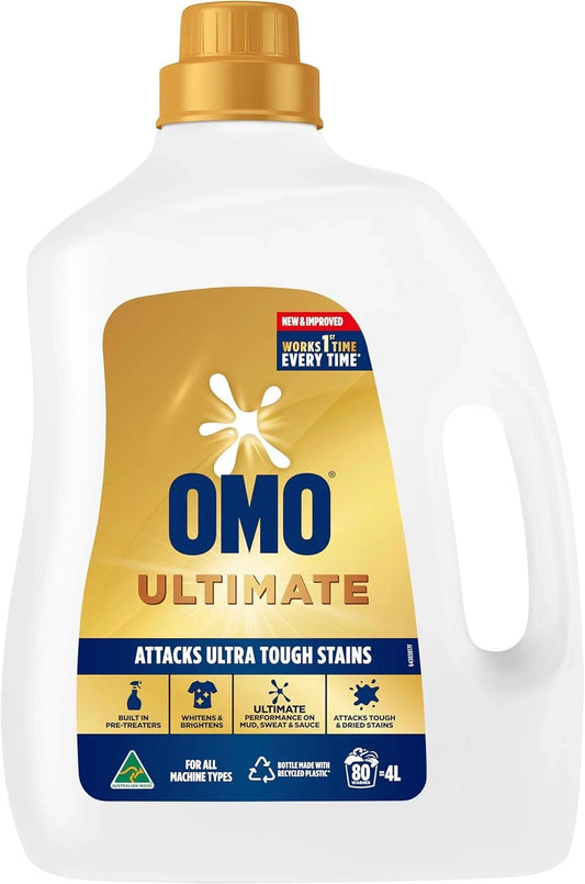 OMO Ultimate Front & Top Loader Laundry Liquid 4 L New AU, Free Shipping