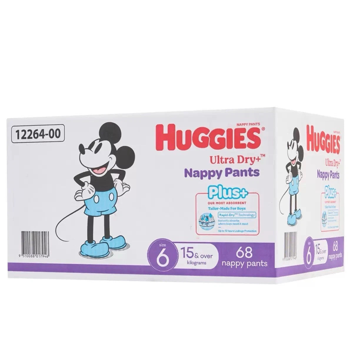 Huggies Boys  Size 6 Ultra Dry Nappy Pants Plus 68 Piece For Boys Pads 15Kg+