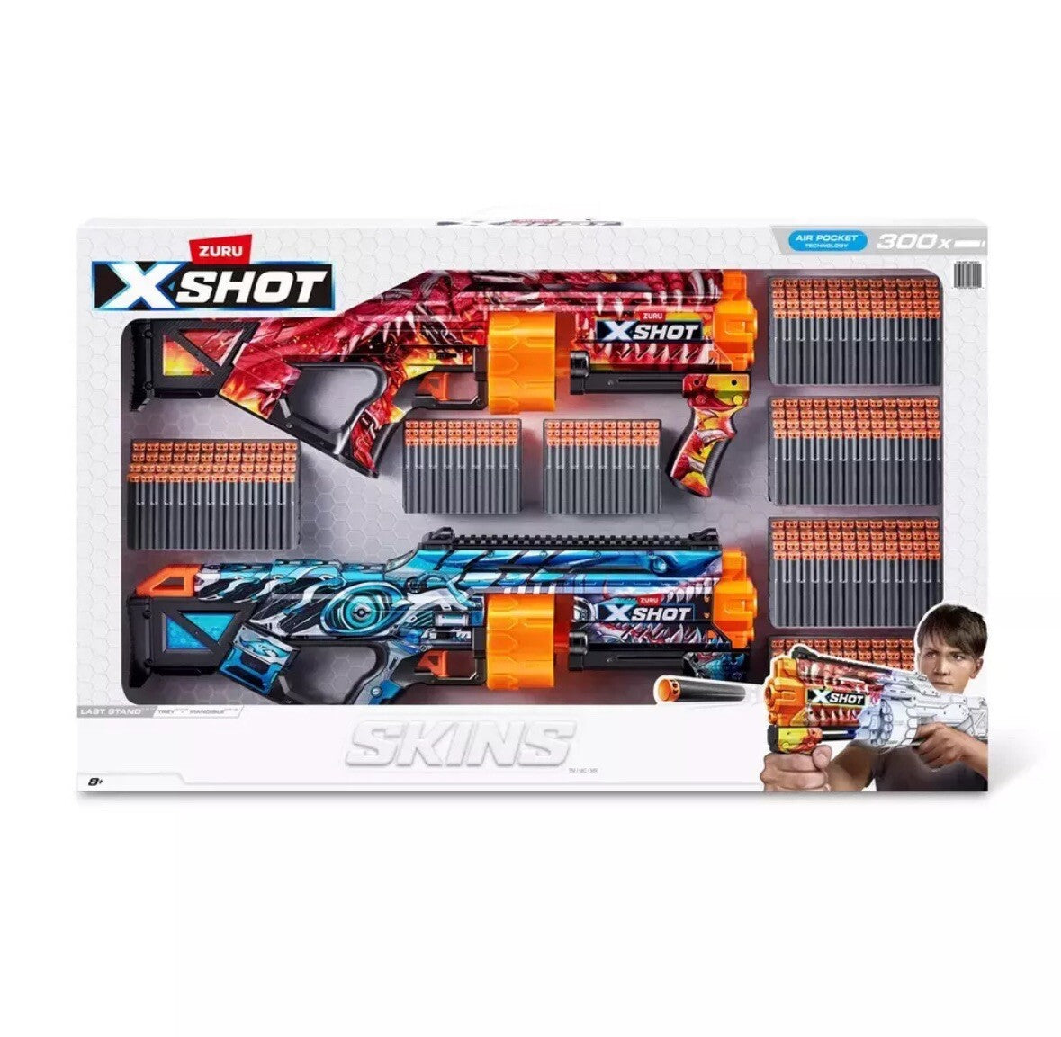Zuru X-Shot Skins Air Pocket Technology w/ 2 Blasters & 300 Darts