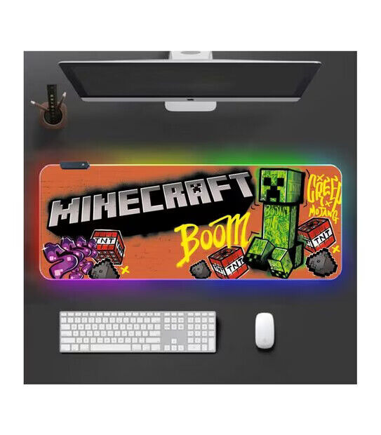 Minecraft RGB Light Up Gaming Mouse Pad 900 x 400mm Desk Mat - 2 designs options