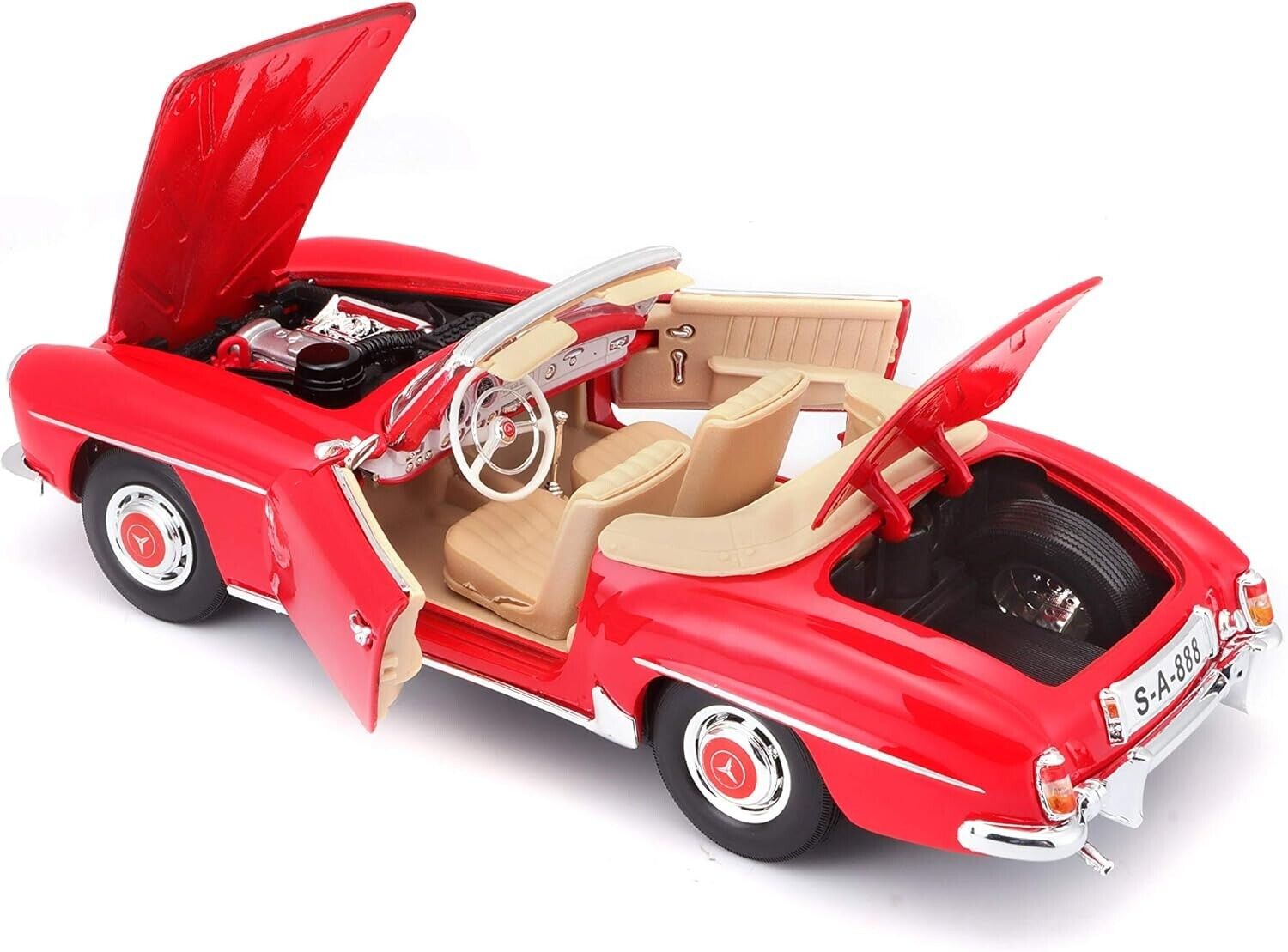 Maisto 1:18 1955 Mercedes-Benz 190SL Diecast Vehicle Display Car Red