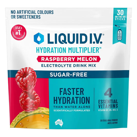 NEW Liquid I.V. Hydration Multiplier Sugar Free Raspberry Melon 30 Sachets