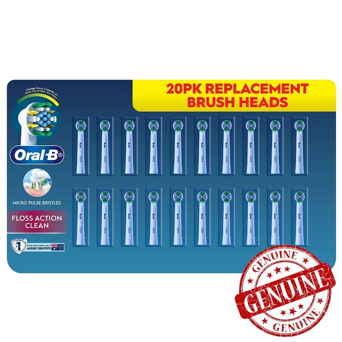 20 x Genuine Oral-B Floss Action Clean Electric Toothbrush Refills Replacement