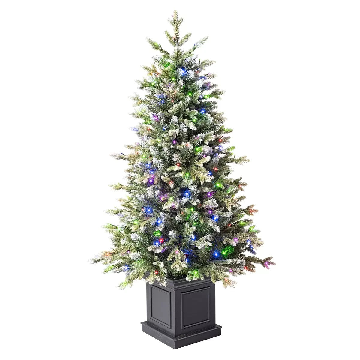 Pre-Lit Glitter Frosted Potted Christmas Tree 1.37m LED Lights Artificial Decor