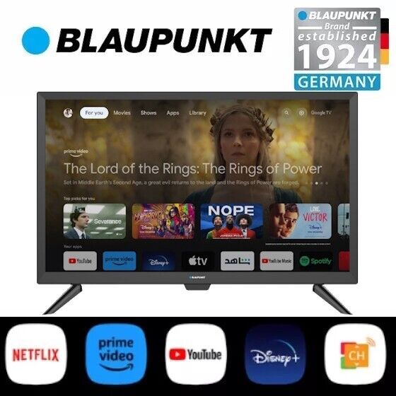 Blaupunkt 24" Inch Google HD Smart TV 12V /240V Chromecast Caravan Car Camper RV