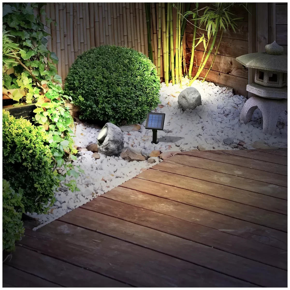 Solar LED Rock Spotlight 2 Pack For Outdoor Garden Weather Resistant