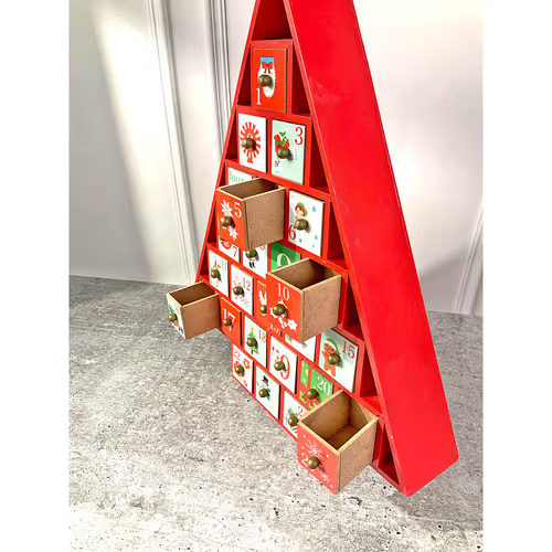 Wooden Christmas Tree Advent Calendar – Festive Countdown 38 x 32.5 x 6cm