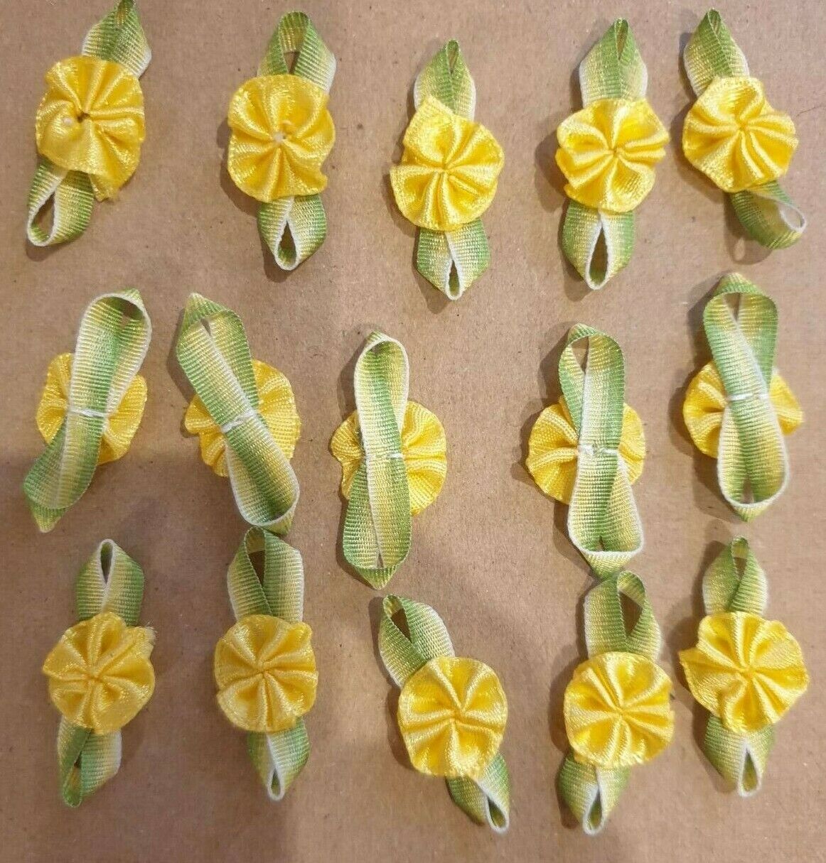 10x Handmade Ribbon Rosettes Fabric Flowers For Wedding,Clothes Embellishment