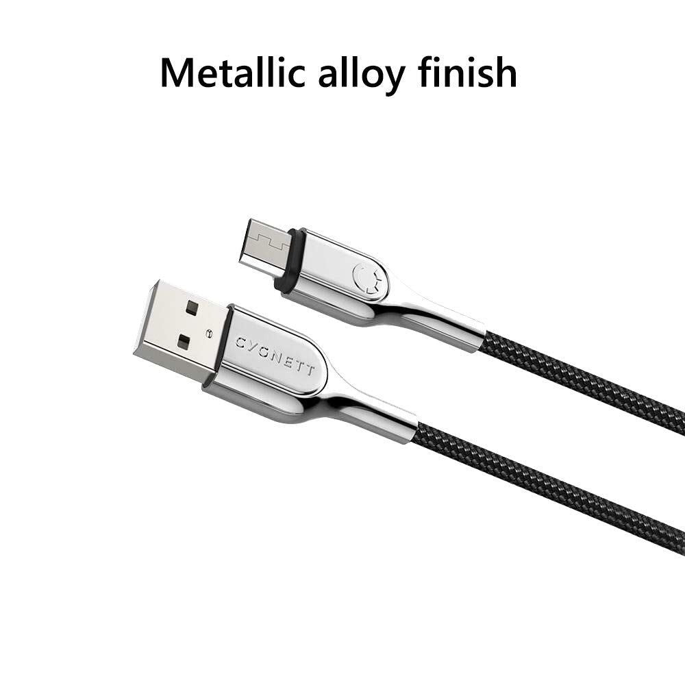 Cygnett 2-Metre Armoured 2M Micro B to USB-A Fast Charge 12W Cable in Black