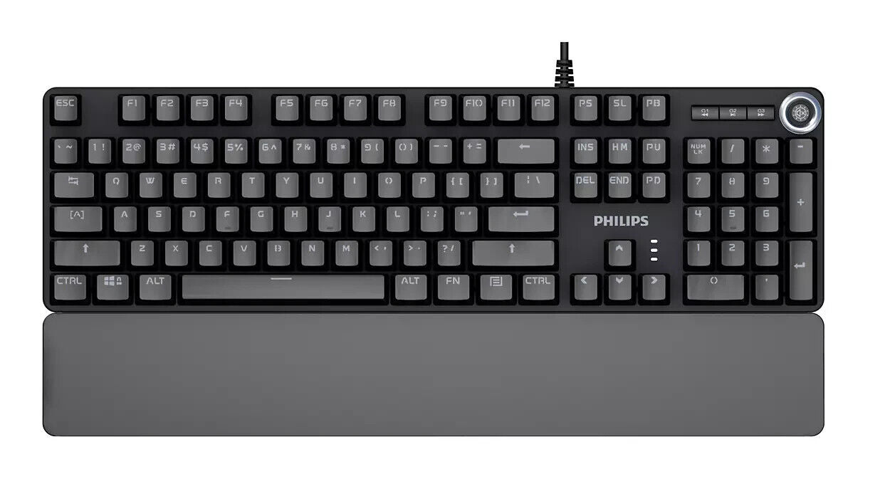 Philips SPK8605 RGB Mechanical Gaming Keyboard with Wrist Rest Pad, USB Wired