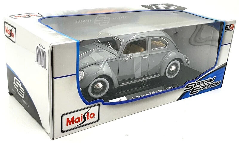 Maisto 1955 Volkswagen Kafer Beetle 1:18 Size Grey Diecast Special Edition 