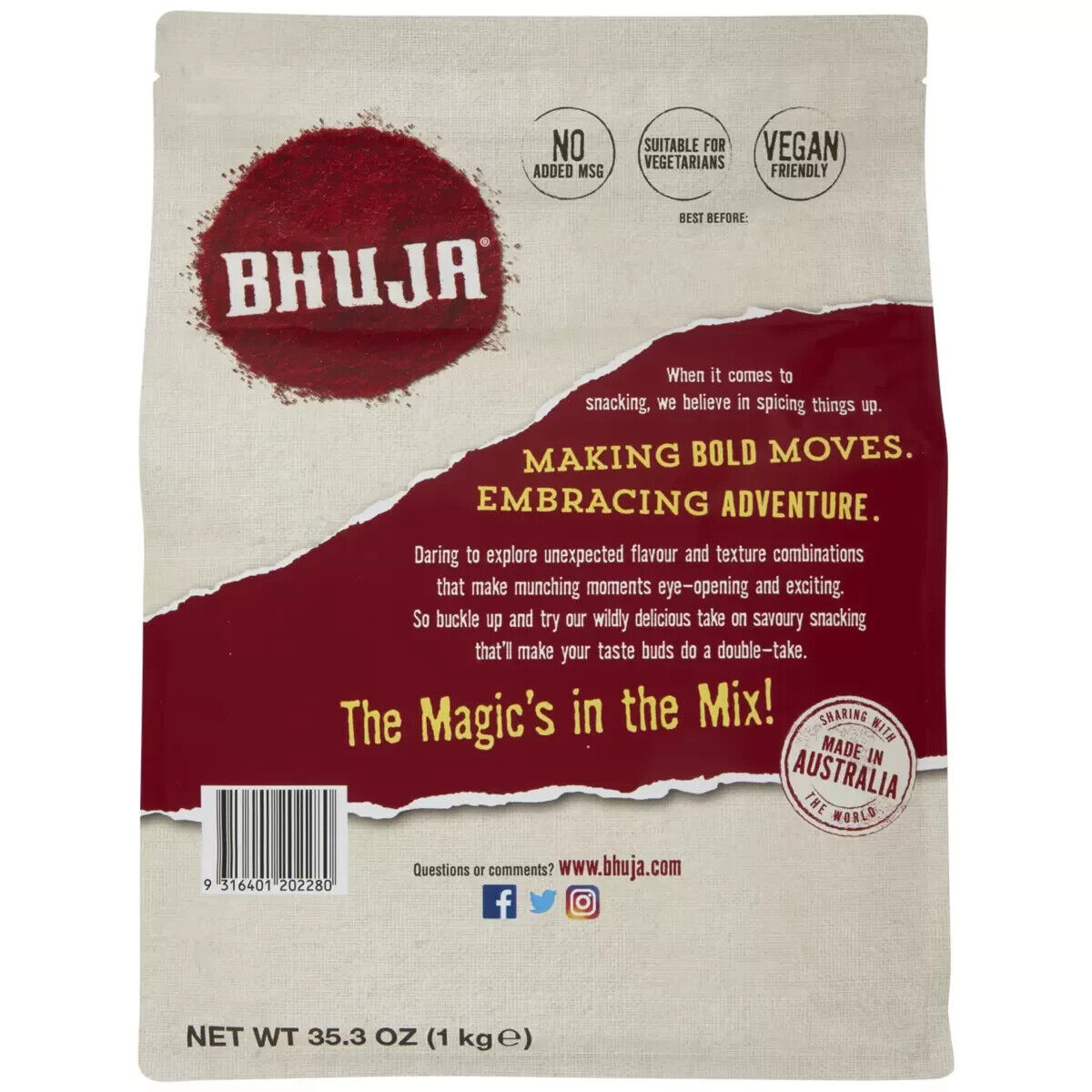 1kg Majans Bhuja Original Mix Large Peas & Peanut Gluten-Free Vegan Snack No MSG