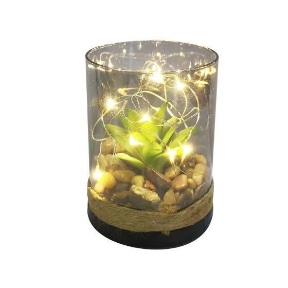 2x Harmonious LED Artificial Plant In Glass Jar Pot Décor LED Light Gift AU