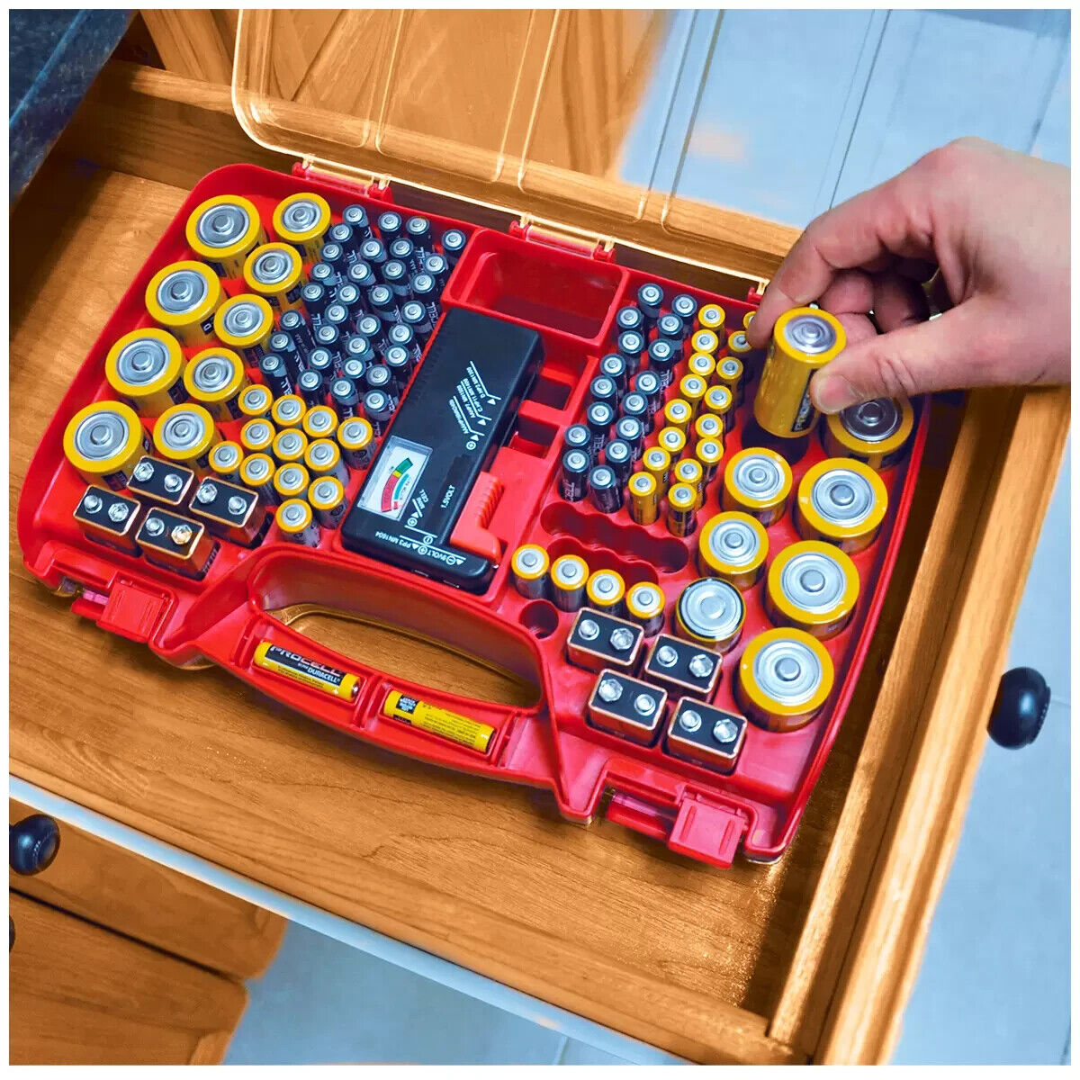 Battery Daddy Battery Organiser and Storage Case with Tester Holds 174 Batteries