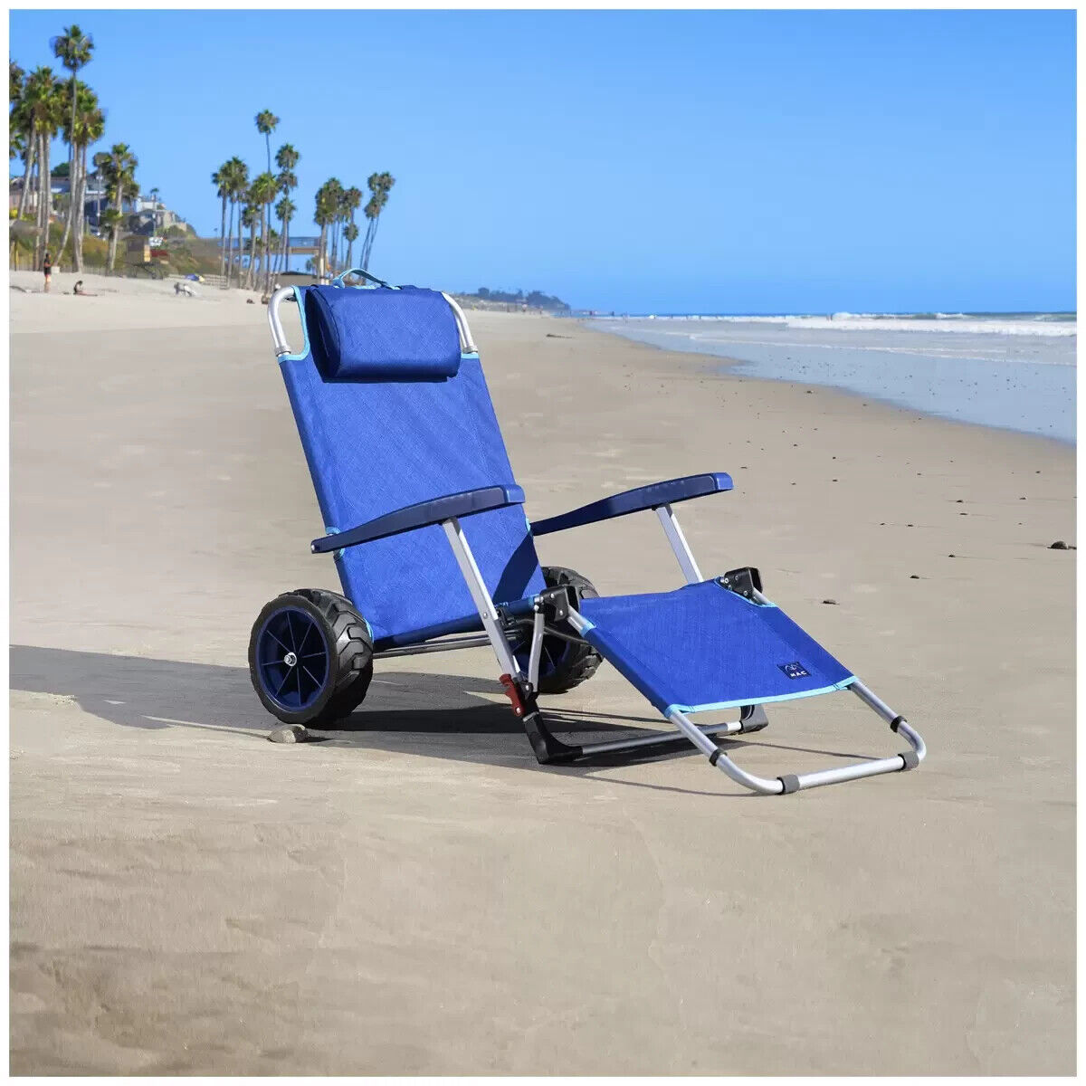 Mac Sports Beach Day Lounger Chair Combo Cart Folding Wagon Trolley 2 Wheel