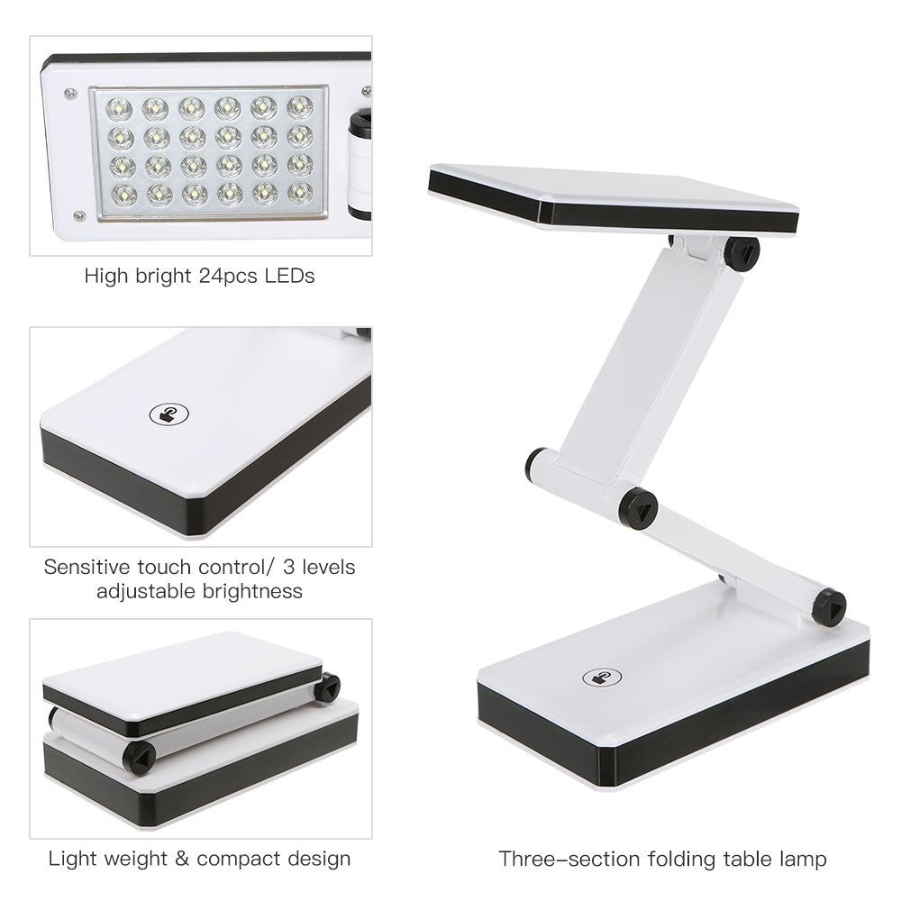 LED Desk Lamp Foldable Folding Lights for Home Office 3 level Dimming