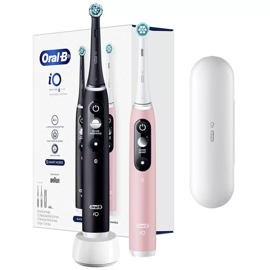 Oral-B iO Series 6 Duo Electric Toothbrush - Black Onyx And Light Rose Brand New