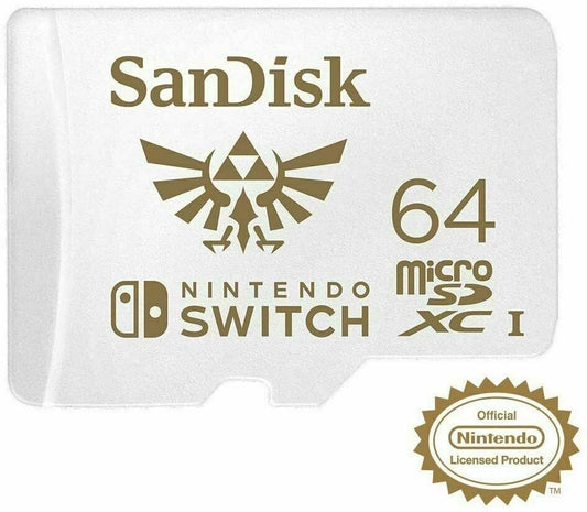SANDISK NINTENDO SWITCH MICRO SD 64 GB CLASS 10 FLASH MEMORY CARD NEW A