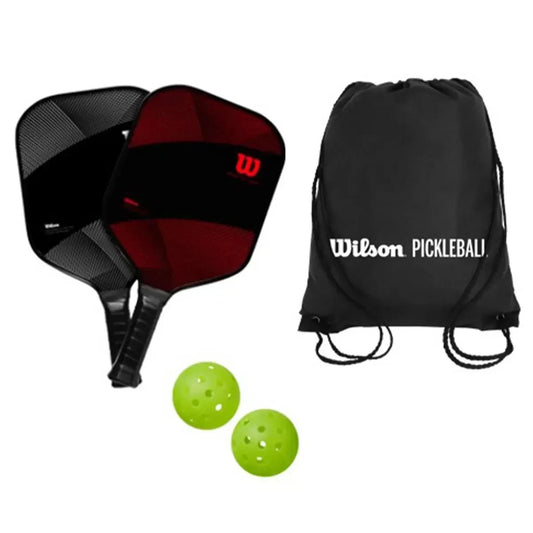 Wilson Pickleball Kit - 2 Paddle 2 Pickleball 1 Drawstring Bag