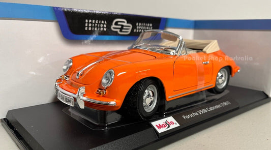 Maisto 1961 Porsche 356B Cabriolet Orange Special Edition Diecast 1/18 Model