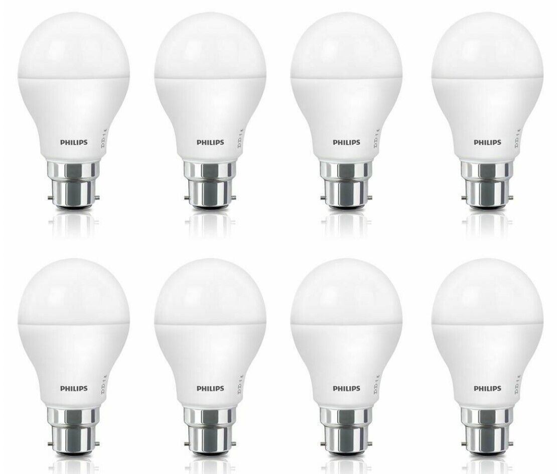 8 x Philips 11W LED Bulbs Globe Cool Daylight 1250l B22 A60 Value Pack Brand New