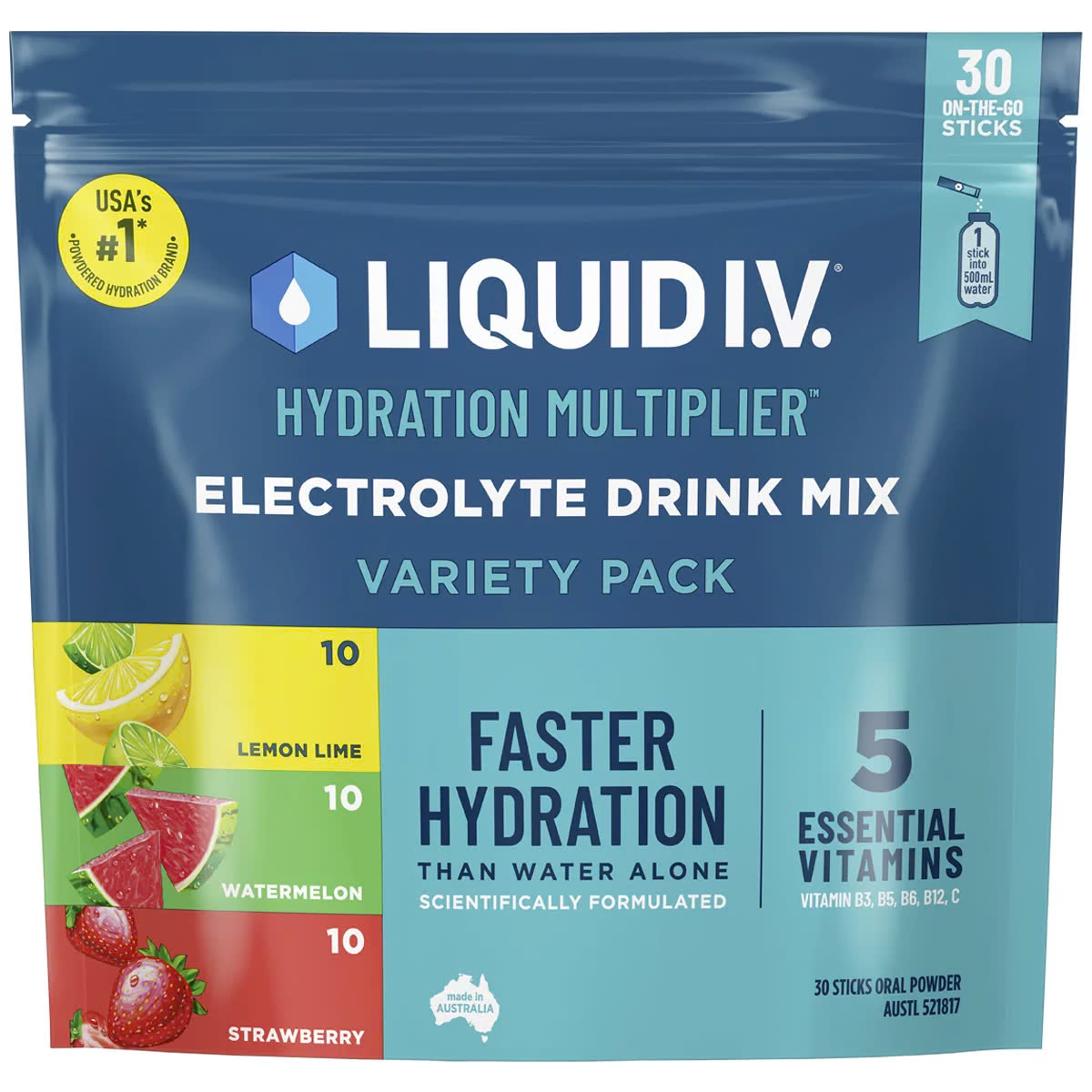 Liquid I.V. Hydration Multiplier Variety Pack Electrolyte Drink Mix 30 Sachets
