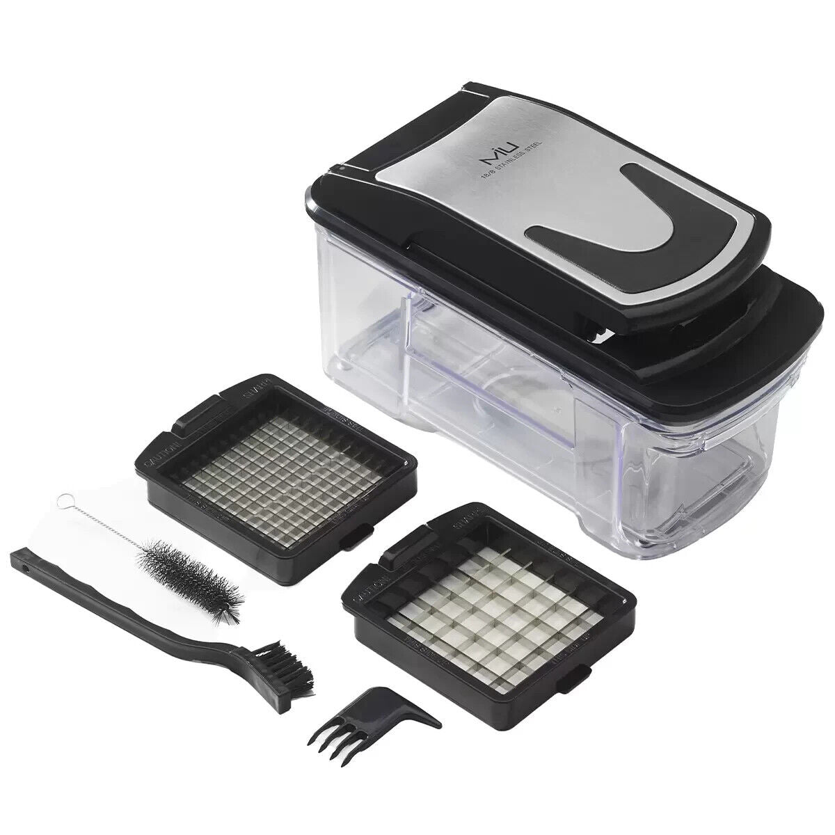 Miu Pro Vegetable Chopper Container with 2 Interchangeable Dicer Blades & Pusher