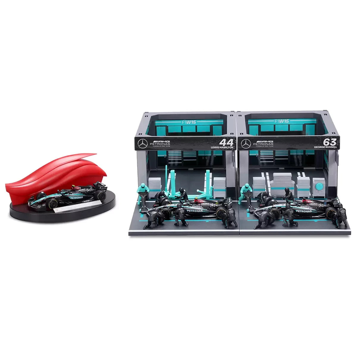 Bburago 1:43 F1W15 Mercedes Deluxe Set – #63 George Russell & #44 Lewis Hamilton