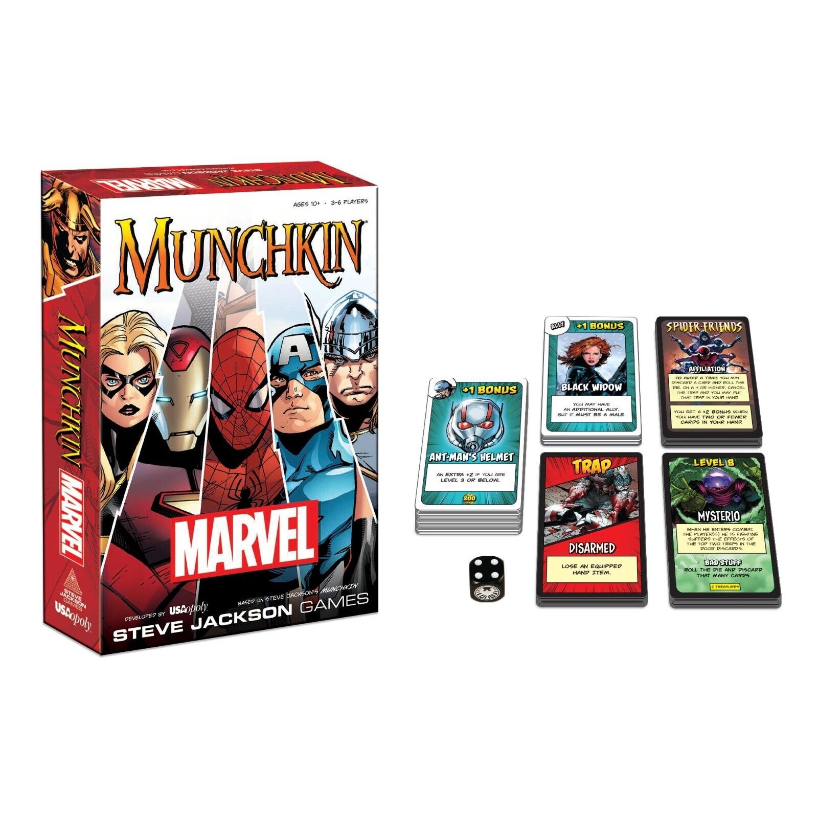 Marvel Munchkin Game Steve Jackson Games 2016 USAopoly Thor Spider-Man 3-6P