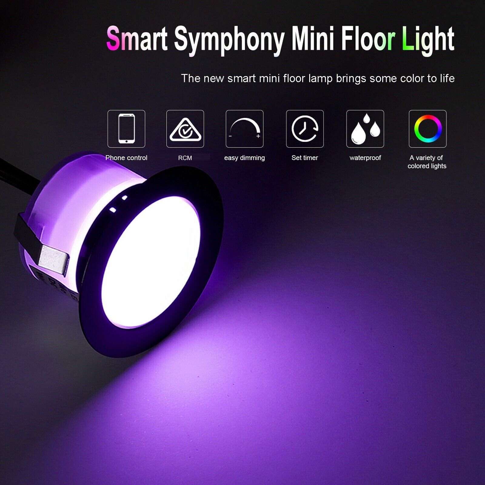 Mirabella Genio Smart WIFI RGB/White 6 LED 30mm Stainless Steel Deck Light Kit