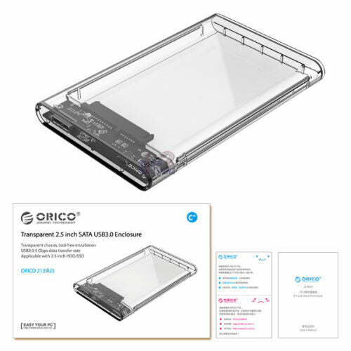 Orico 2139U3 USB 3.0 2.5 SATA SSD Hard Disk Drive Enclosure Case Brand New