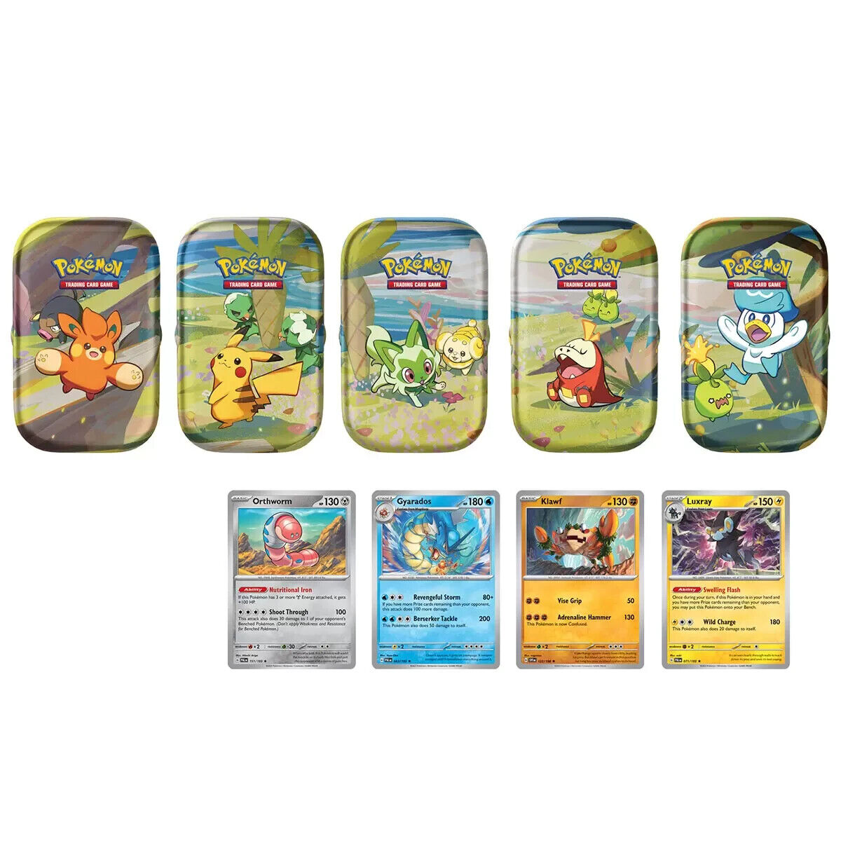 Pokémon Mini Tins 5 Pack + Bonus 4 Promo Cards Pokemon + 2 Pokémon TCG booster