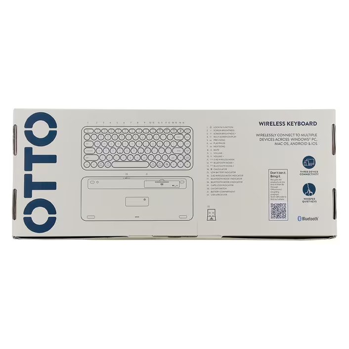 Otto Geometric Compact Wireless Keyboard Windows PC MAC OS Android IOS